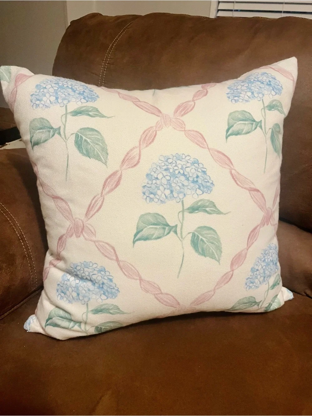 Amazon Blue and Green Hydrangea Floral Throw Pillow Covers - Set of 2